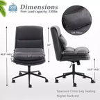 Silla de oficina tapizada sin brazos – Altura ajustable, 350 lb de capacidad, giratoria, asiento de terciopelo