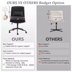 Silla de oficina tapizada sin brazos – Altura ajustable, 350 lb de capacidad, giratoria, asiento de terciopelo
