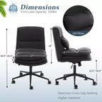 Silla de oficina tapizada sin brazos – Altura ajustable, 350 lb de capacidad, giratoria, asiento de terciopelo