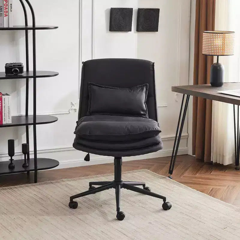 Silla de oficina tapizada sin brazos – Altura ajustable, 350 lb de capacidad, giratoria, asiento de terciopelo