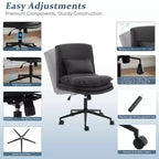 Silla de oficina tapizada sin brazos – Altura ajustable, 350 lb de capacidad, giratoria, asiento de terciopelo