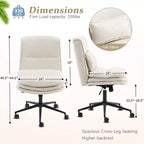 Silla de oficina tapizada sin brazos – Altura ajustable, 350 lb de capacidad, giratoria, asiento de terciopelo