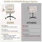 Silla de oficina tapizada sin brazos – Altura ajustable, 350 lb de capacidad, giratoria, asiento de terciopelo