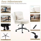 Silla de oficina tapizada sin brazos – Altura ajustable, 350 lb de capacidad, giratoria, asiento de terciopelo