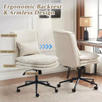 Silla de oficina tapizada sin brazos – Altura ajustable, 350 lb de capacidad, giratoria, asiento de terciopelo