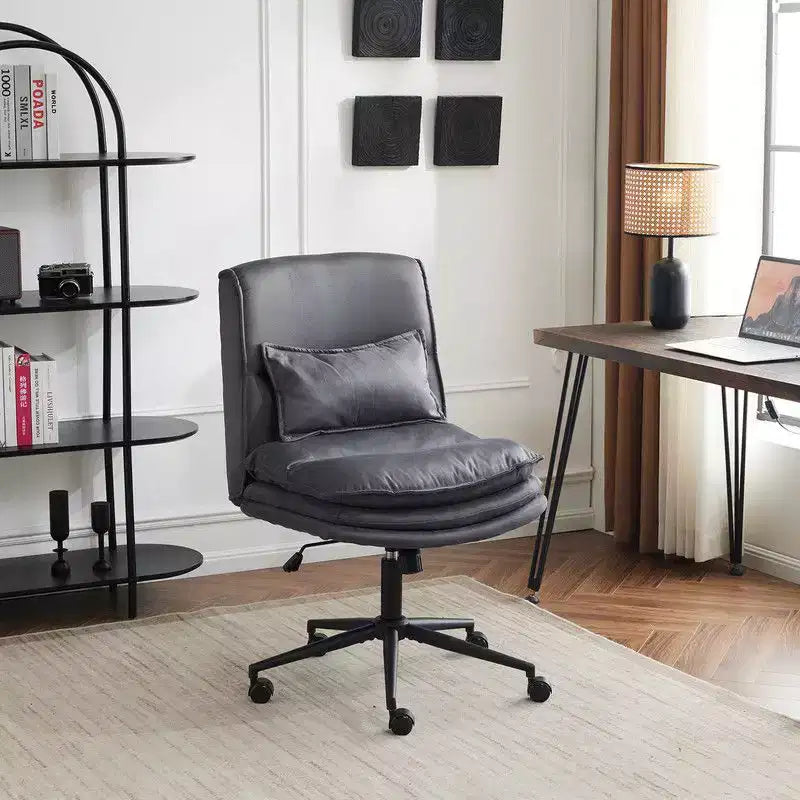 Silla de oficina tapizada sin brazos – Altura ajustable, 350 lb de capacidad, giratoria, asiento de terciopelo