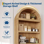 Armario de almacenamiento de madera arqueado de 72 pulgadas de alto – Despensa y estantería de 5 niveles con puertas, Nogal, Bisagras de cierre suave