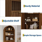 Armario de almacenamiento de madera arqueado de 72 pulgadas de alto – Despensa y estantería de 5 niveles con puertas, Nogal, Bisagras de cierre suave