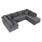 Sofá Seccional Grande en Forma de U con Cama Extraíble – Chenilla, Espuma de Alta Densidad, 5 Plazas, 2 Cojines