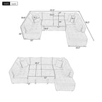 Sofá Seccional Grande en Forma de U con Cama Extraíble – Chenilla, Espuma de Alta Densidad, 5 Plazas, 2 Cojines