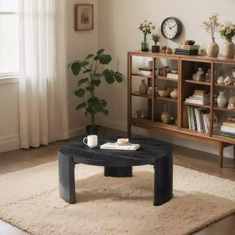 Mesa de centro auxiliar redonda moderna, mesa de sofá de madera maciza para salas de estar y decoración de dormitorios