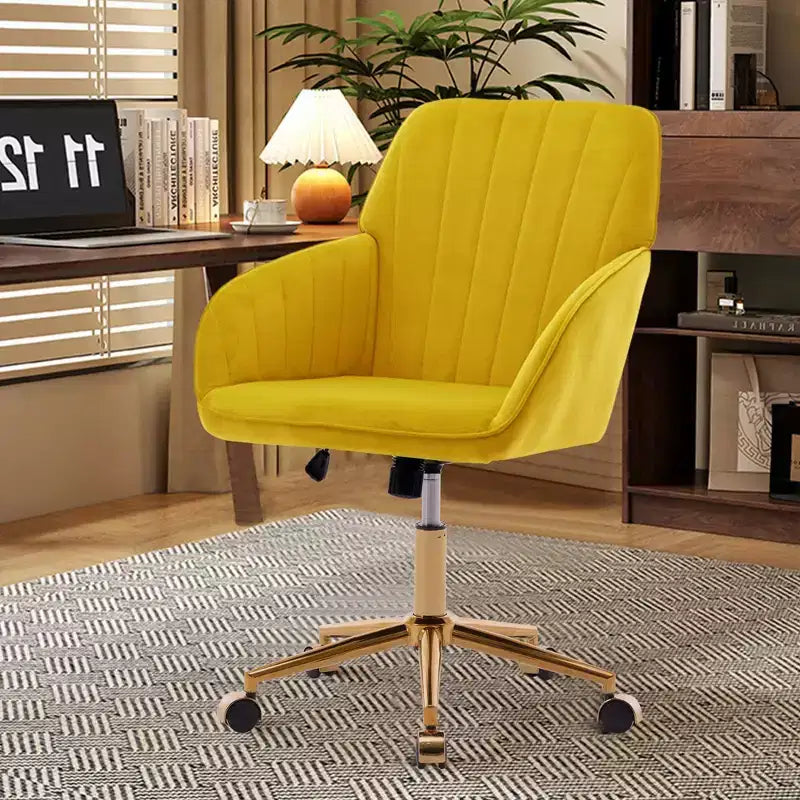 Silla de oficina moderna ergonómica y ajustable con ruedas, silla de escritorio giratoria de terciopelo para oficina y estudio
