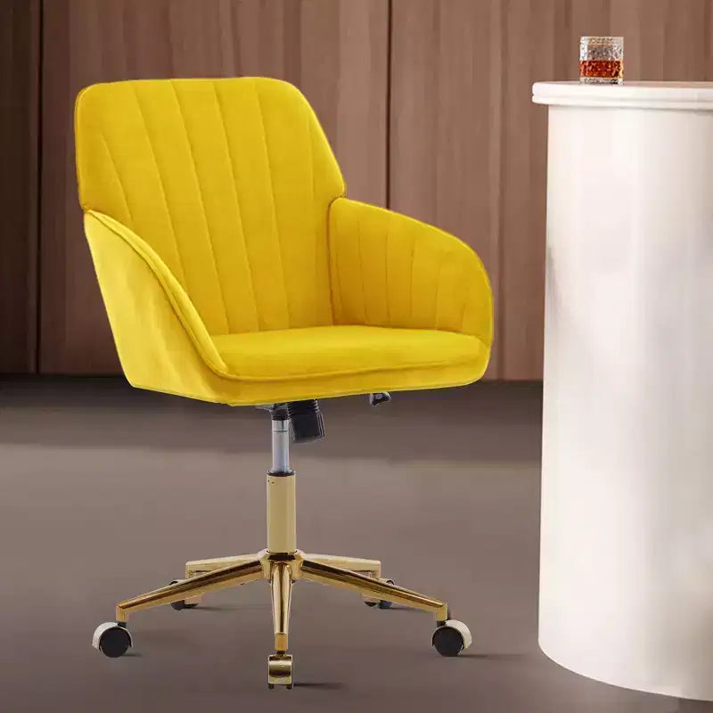 Silla de oficina moderna ergonómica y ajustable con ruedas, silla de escritorio giratoria de terciopelo para oficina y estudio
