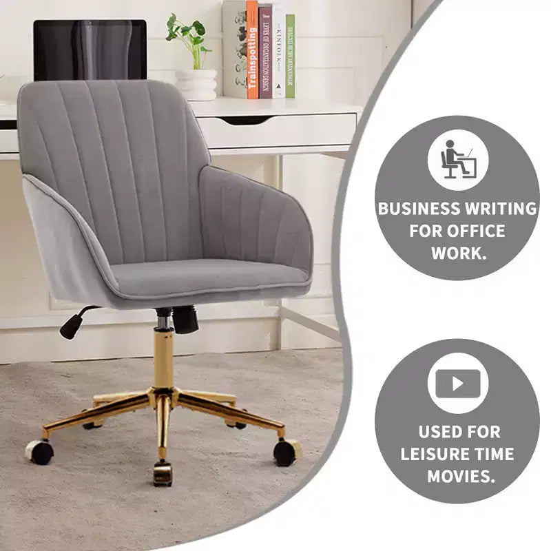 Silla de oficina moderna ergonómica y ajustable con ruedas, silla de escritorio giratoria de terciopelo para oficina y estudio