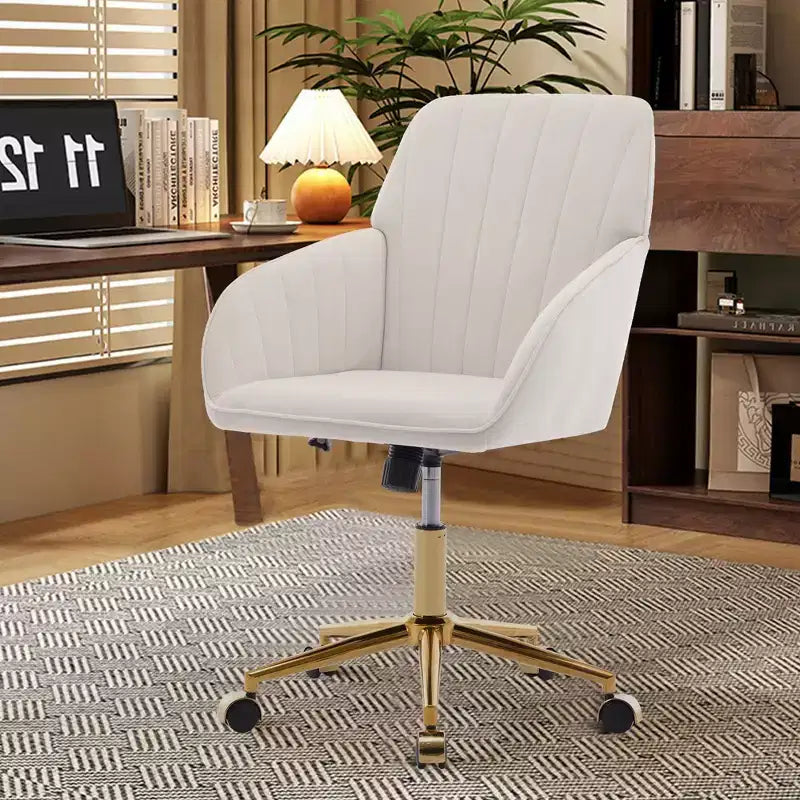 Silla de oficina moderna ergonómica y ajustable con ruedas, silla de escritorio giratoria de terciopelo para oficina y estudio