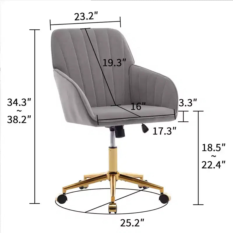 Silla de oficina moderna ergonómica y ajustable con ruedas, silla de escritorio giratoria de terciopelo para oficina y estudio