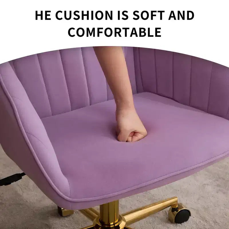 Silla de oficina moderna ergonómica y ajustable con ruedas, silla de escritorio giratoria de terciopelo para oficina y estudio