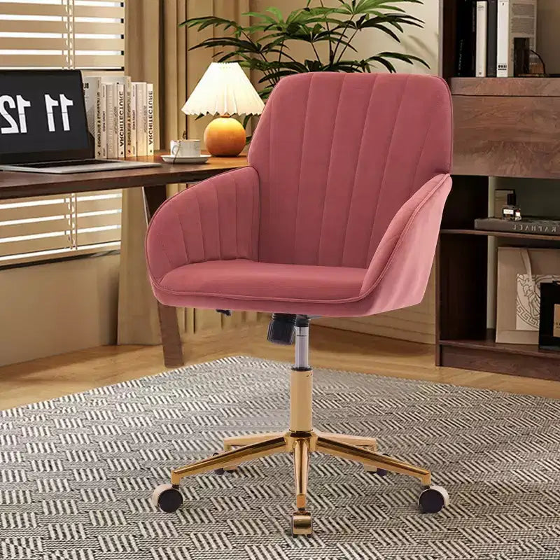 Silla de oficina moderna ergonómica y ajustable con ruedas, silla de escritorio giratoria de terciopelo para oficina y estudio