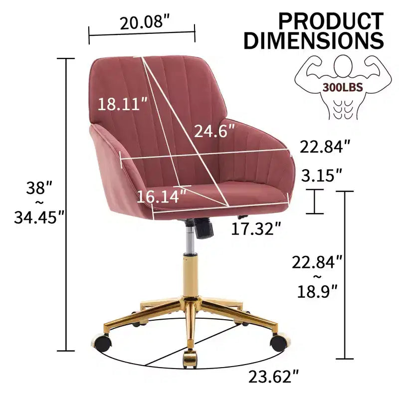 Silla de oficina moderna ergonómica y ajustable con ruedas, silla de escritorio giratoria de terciopelo para oficina y estudio