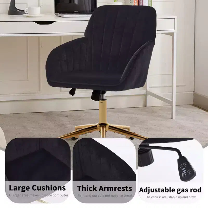 Silla de oficina moderna ergonómica y ajustable con ruedas, silla de escritorio giratoria de terciopelo para oficina y estudio