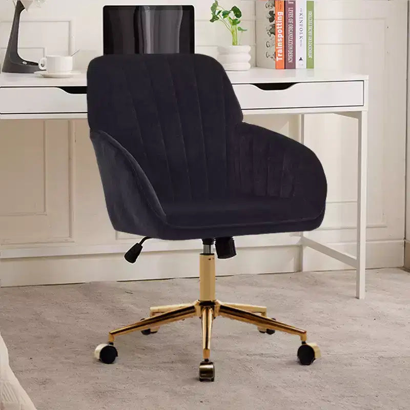 Silla de oficina moderna ergonómica y ajustable con ruedas, silla de escritorio giratoria de terciopelo para oficina y estudio