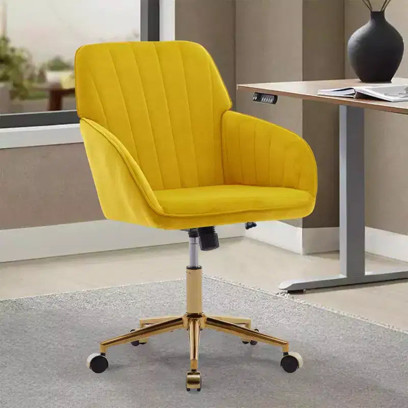 Silla de oficina moderna ergonómica y ajustable con ruedas, silla de escritorio giratoria de terciopelo para oficina y estudio