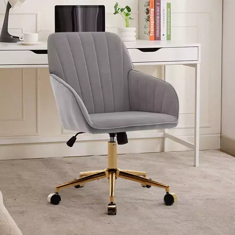 Silla de oficina moderna ergonómica y ajustable con ruedas, silla de escritorio giratoria de terciopelo para oficina y estudio