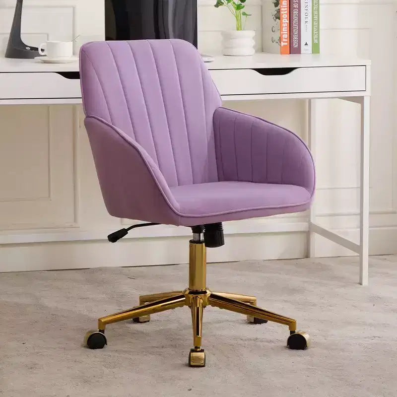 Silla de oficina moderna ergonómica y ajustable con ruedas, silla de escritorio giratoria de terciopelo para oficina y estudio
