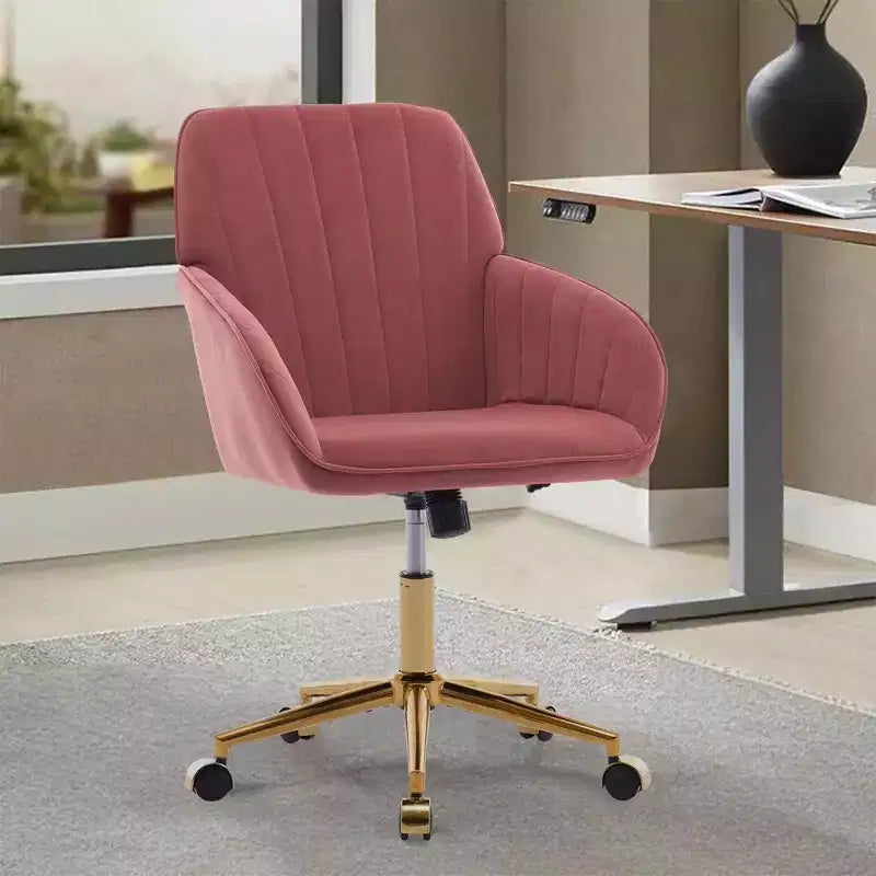 Silla de oficina moderna ergonómica y ajustable con ruedas, silla de escritorio giratoria de terciopelo para oficina y estudio