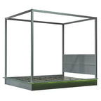 Estructura de cama moderna con dosel LED con somier de láminas, cabecero, tamaño Queen y King, capacidad de 227-272 kg