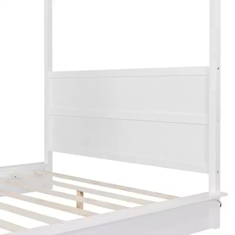 Estructura de cama moderna con dosel LED con somier de láminas, cabecero, tamaño Queen y King, capacidad de 227-272 kg
