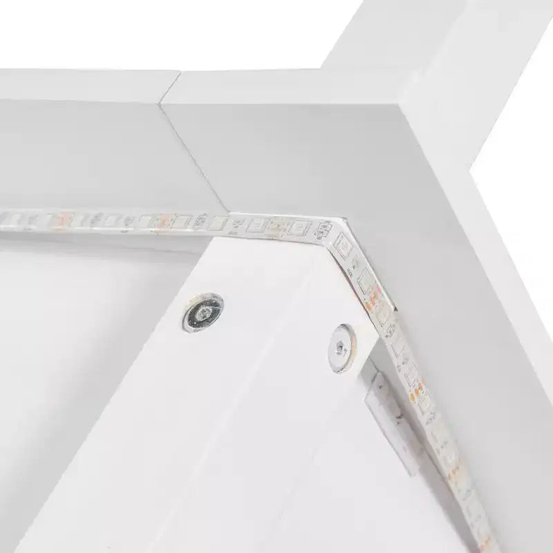 Estructura de cama moderna con dosel LED con somier de láminas, cabecero, tamaño Queen y King, capacidad de 227-272 kg