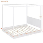 Estructura de cama moderna con dosel LED con somier de láminas, cabecero, tamaño Queen y King, capacidad de 227-272 kg