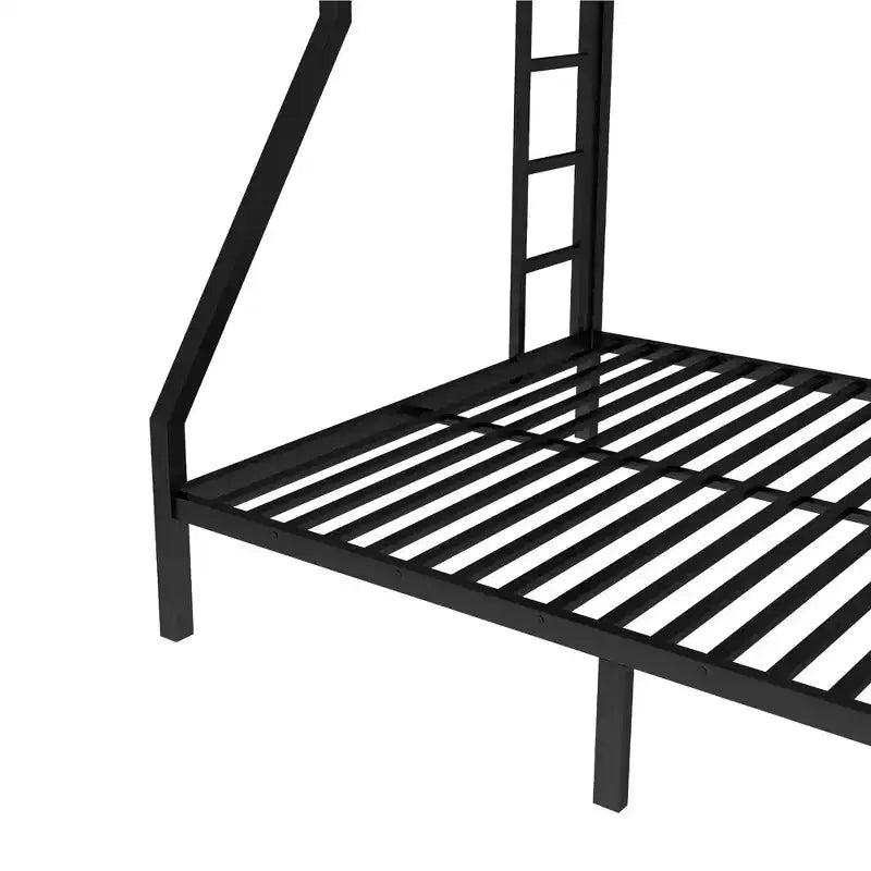 Litera de metal Twin XL sobre Queen para adolescentes y adultos, ahorra espacio y no necesita somier, color negro