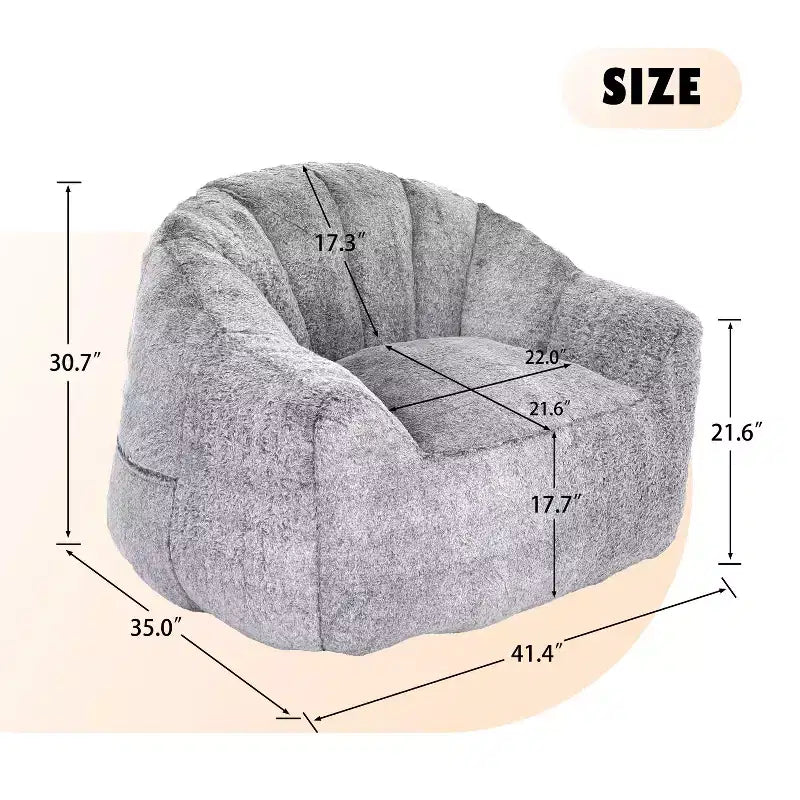 Sofá puf moderno de piel sintética afelpada para suelo con reposabrazos, espuma de alta densidad, para sala de estar y dormitorio