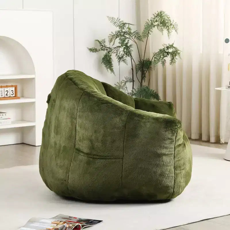 Sofá puf moderno de piel sintética afelpada para suelo con reposabrazos, espuma de alta densidad, para sala de estar y dormitorio