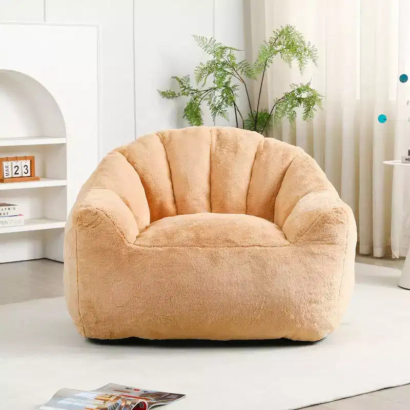 Sofá puf moderno de piel sintética afelpada para suelo con reposabrazos, espuma de alta densidad, para sala de estar y dormitorio