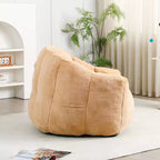 Sofá puf moderno de piel sintética afelpada para suelo con reposabrazos, espuma de alta densidad, para sala de estar y dormitorio