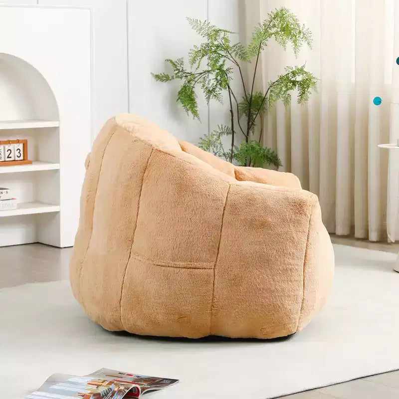 Sofá puf moderno de piel sintética afelpada para suelo con reposabrazos, espuma de alta densidad, para sala de estar y dormitorio