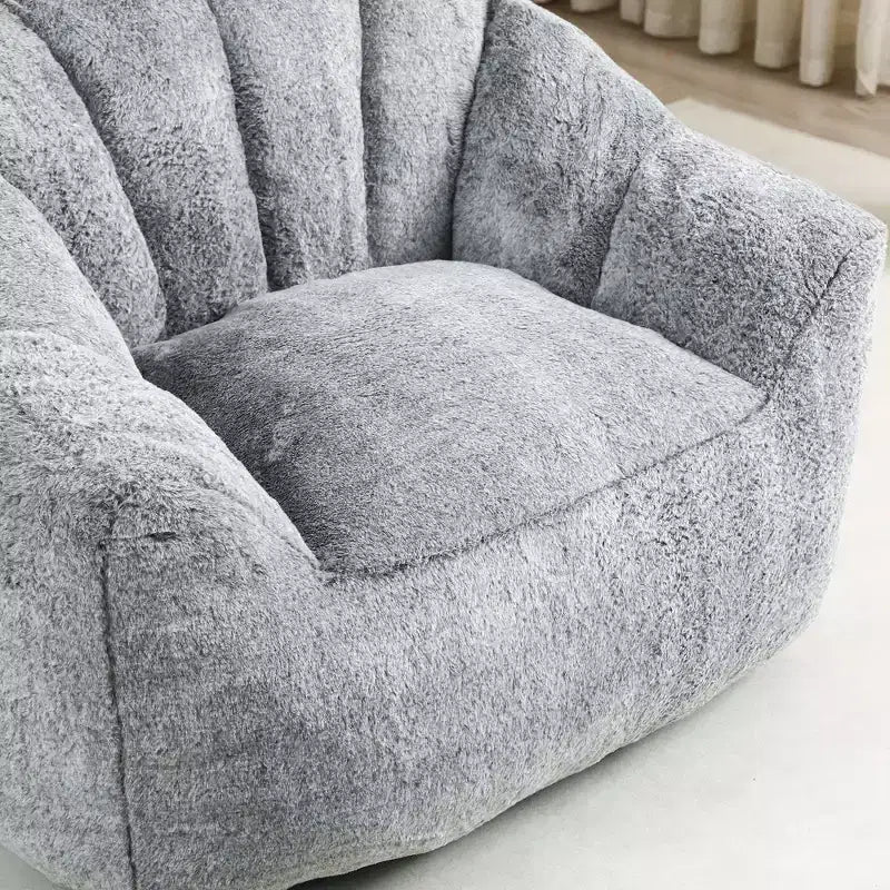 Sofá puf moderno de piel sintética afelpada para suelo con reposabrazos, espuma de alta densidad, para sala de estar y dormitorio