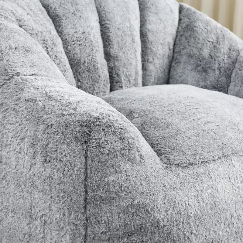 Sofá puf moderno de piel sintética afelpada para suelo con reposabrazos, espuma de alta densidad, para sala de estar y dormitorio