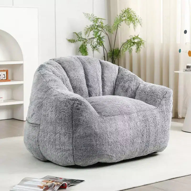 Sofá puf moderno de piel sintética afelpada para suelo con reposabrazos, espuma de alta densidad, para sala de estar y dormitorio