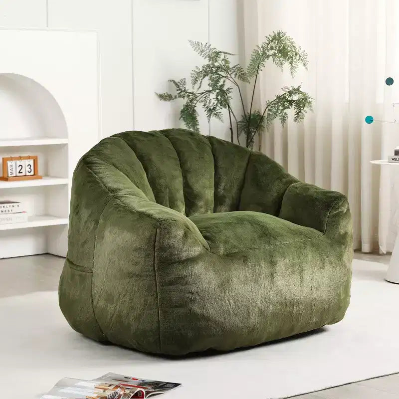 Sofá puf moderno de piel sintética afelpada para suelo con reposabrazos, espuma de alta densidad, para sala de estar y dormitorio