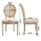 Juego de 2 sillas de comedor tapizadas rústicas francesas con respaldo de ratán, sillas de cocina sin brazos de madera maciza estilo casa de campo