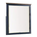 Espejo de cómoda de 36 pulgadas, marco de madera de pino azul, tapa marrón oscuro, para colgar en la pared estilo casa de campo moderna