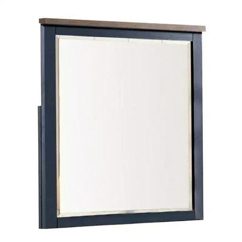 Espejo de cómoda de 36 pulgadas, marco de madera de pino azul, tapa marrón oscuro, para colgar en la pared estilo casa de campo moderna