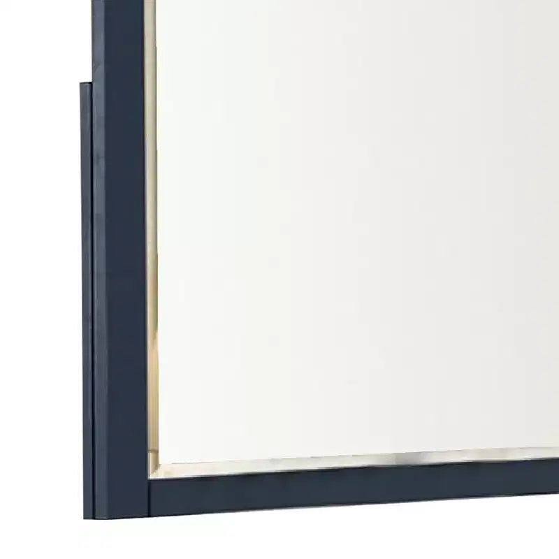Espejo de cómoda de 36 pulgadas, marco de madera de pino azul, tapa marrón oscuro, para colgar en la pared estilo casa de campo moderna