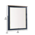 Espejo de cómoda de 36 pulgadas, marco de madera de pino azul, tapa marrón oscuro, para colgar en la pared estilo casa de campo moderna