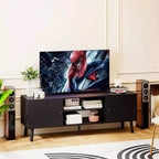 Mueble para TV de 55-60 pulgadas, centro de entretenimiento con 2 gabinetes de almacenamiento y estantes abiertos, consola multimedia moderna
