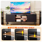 Mueble para TV de 55-60 pulgadas, centro de entretenimiento con 2 gabinetes de almacenamiento y estantes abiertos, consola multimedia moderna